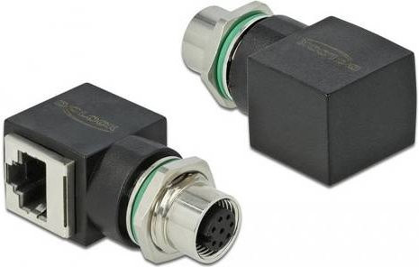 Delock Netzwerk Adapter M12 auf RJ45 Ethernet LAN Schwarz - Bild 1