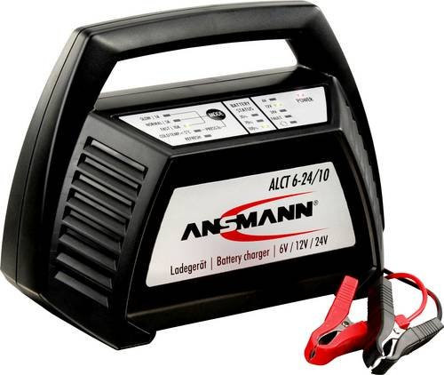 Ansmann ALCT 6-24/10 Werkstattladegerät für Blei-Akkus in Schwarz, 6V/12V/24V - Bild 1