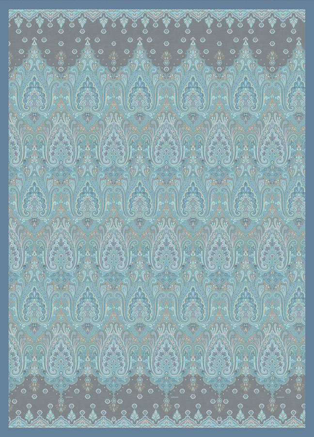 Bassetti Plaid ISOLABELLA in Azzurro Blau mit Ornamentmuster aus Baumwolle und Polyester, OEKO-TEX Standard 100 zertifiziert - Bild 1