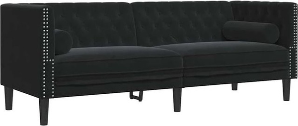 vidaXL Chesterfield Sofa aus Samt in Schwarz B/T/H: 194 x 74,5 x 70,5 cm
