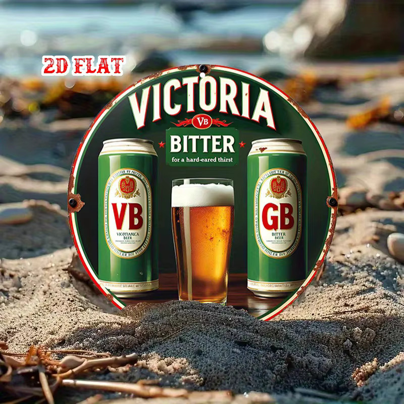 VB Bitter Beer Rundes Aluminiumschild im Vintage-Stil, Rustikales Metalldekor für deine Wand, Durchmesser: 20 cm - Bild 4