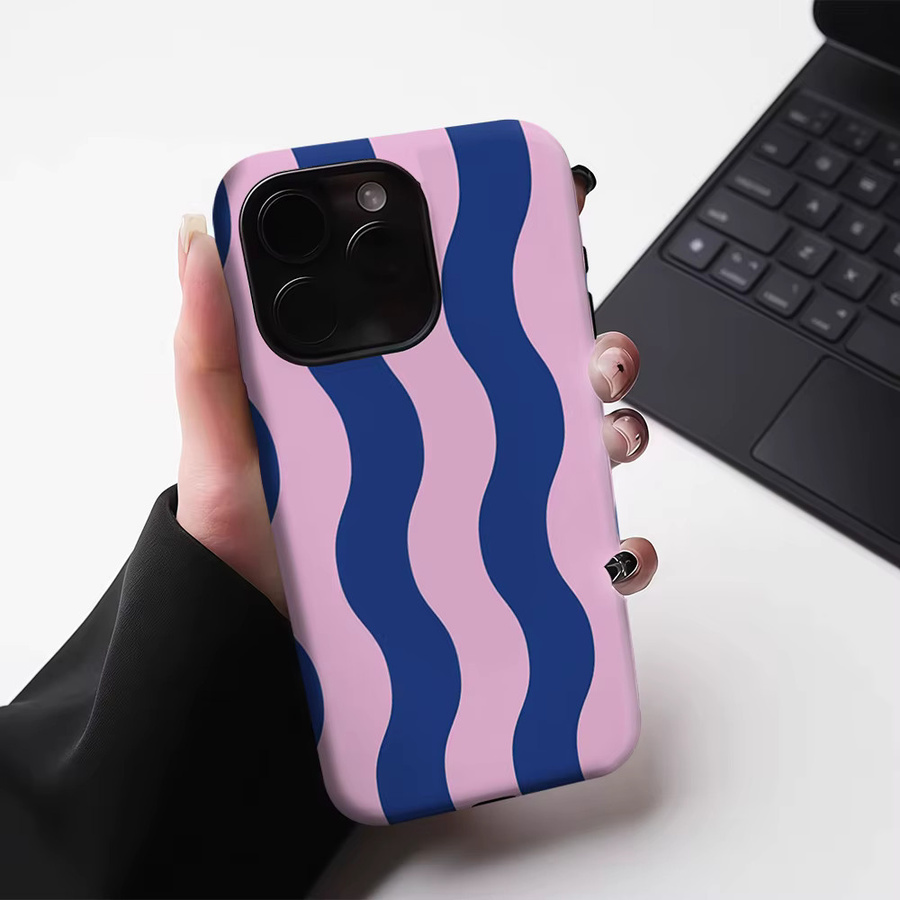 Potdemiel Handyhülle Blush & Blue Wave für iPhone 17 16 15 14 13 Pro Max Plus, robuste doppelschichtige Hülle mit Magnetfunktion, Pink und Blau - Bild 4
