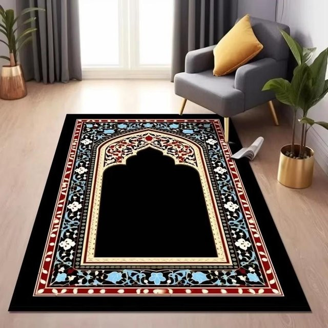 Karpetti Gebetsteppich mit orientalischem Design, schwarz, B/T: 80 x 50 cm - Bild 1