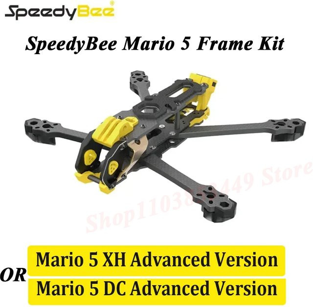 SpeedyBee Mario 5 FPV Freestyle RC Racing Drone Rahmen-Set DC / XH O3-Version in Schwarz mit Kohlefaserplatte - Bild 1