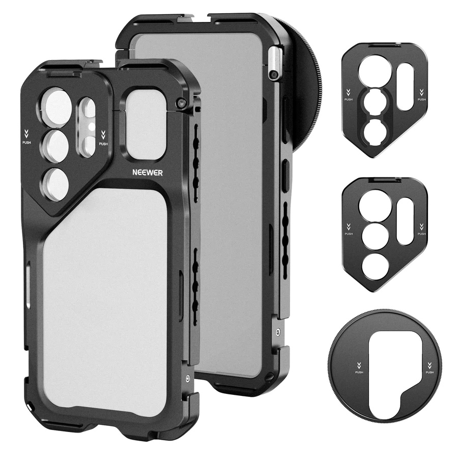 NEEWER S26 Ultra Smartphone-Käfig Mobile Video-Rig Stabilisator Vlog-Kit in Schwarz mit 3X Rückplatte für 67mm Filter, 17mm Smartphone-Objektiv und T-Mount-Objektiv - Bild 6