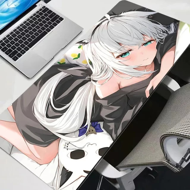 Großes Mousepad mit Hololive Shirakami Fubuki Design, weiche Mausmatte für PC und Laptop, Mehrfarbig - Bild 1