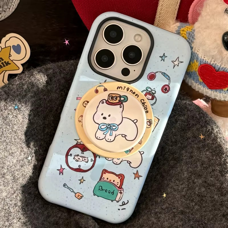 Magnetischer MagSafe Griptok Ständer mit süßem koreanischem Cartoon Welpen Design für dein iPhone - Bild 5