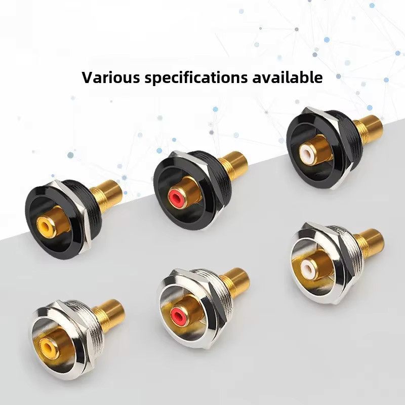 Rundes RCA-Verbindungsmodul Typ D mit Lotus-Basis aus geschweißtem Metall in Gelb für Audio- und Video-Gehäuse - Bild 2