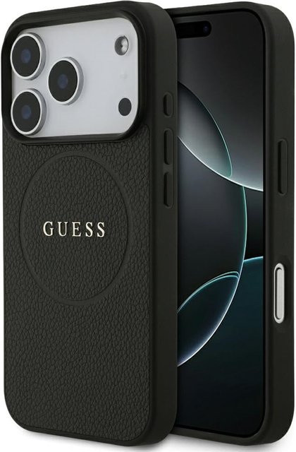 Guess MagSafe-Hülle für Apple iPhone 18 Pro Max und iPhone 17 Pro Max mit geprägtem Goldring in Schwarz und Gold - Bild 1