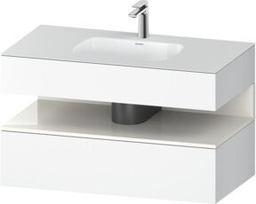 Duravit Einbauwaschtisch-Möbel-Set Qatego in Weiss Hochglanz mit integrierter LED-Beleuchtung, B/T/H: 100 x 55 x 60 cm - Bild 1