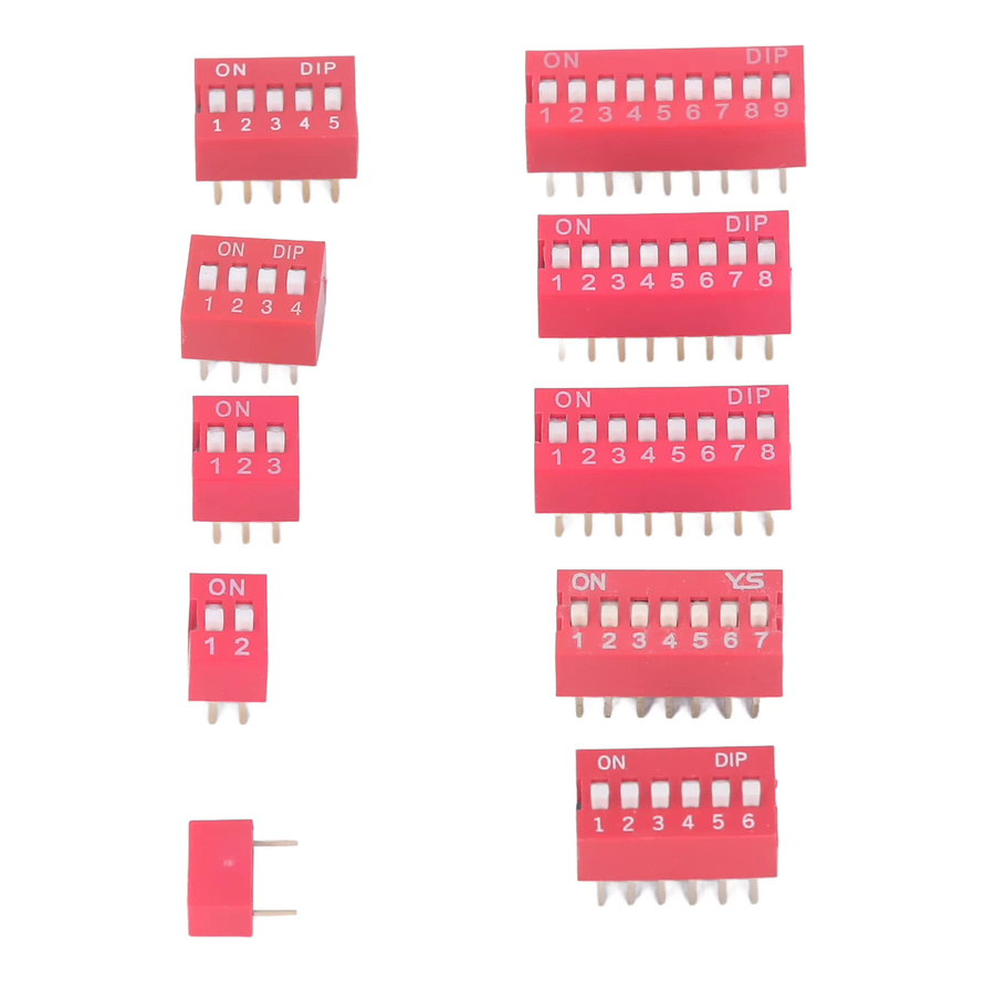 Qiilu 45-teiliges Dip-Schalter-Sortiment-Set in Rot mit 1 bis 9 Polen und 2,54 mm Raster für Schaltkreis-Steckplatinen - Bild 4