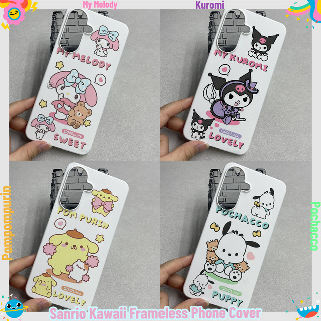 Sanrio Kawaii Schutzhülle für Samsung Galaxy S25 Ultra S26 Ultra A56 A36 A16 A55 A35 A17 A07 Rahmenlose PC Hülle in Weiß - Bild 1