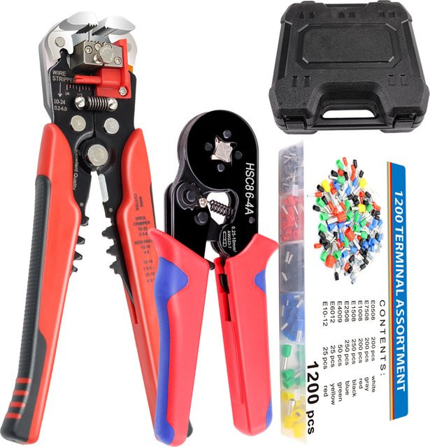 YEFYM Crimpzangen-Set mit Werkzeugkasten für Aderendhülsen und Pin-Terminal-Anschlüsse, Mini-verstellbare Ratsche, HSC8 6–4 A - Bild 1