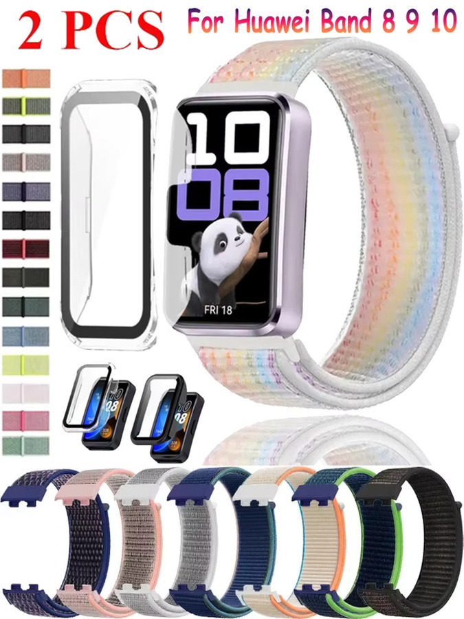 Huawei Uhrenarmband mit PC-Hülle und Glas, Nylon, Multicolor, Huawei Band 10 9 8 - Bild 3