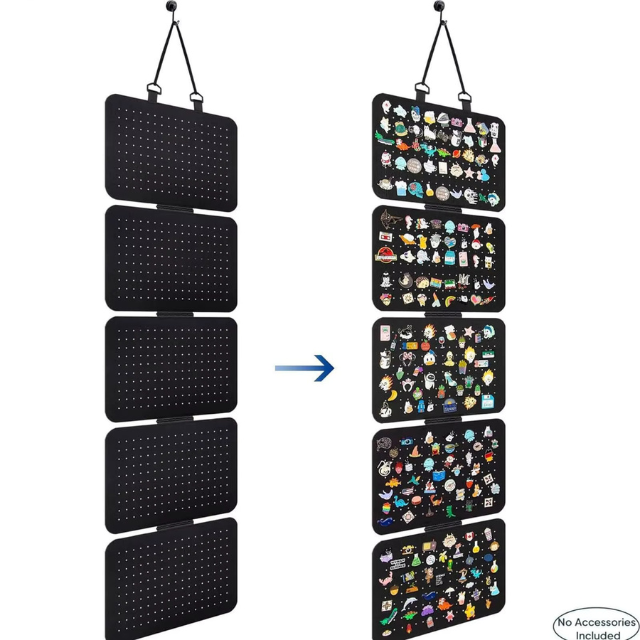 Untior Hängender Ohrring-Organizer aus Filz in Schwarz, 5-lagige Wandtasche als Display-Halter für Ohrringe und Abzeichen, Höhe: 106,5 cm, Breite: 30,0 cm - Bild 3