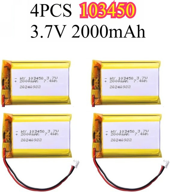 4er-Set Polymer-Lithium-Batterien 3,7 V für PS4 Controller, Walkie-Talkies und GPS-Navigatoren - Bild 1