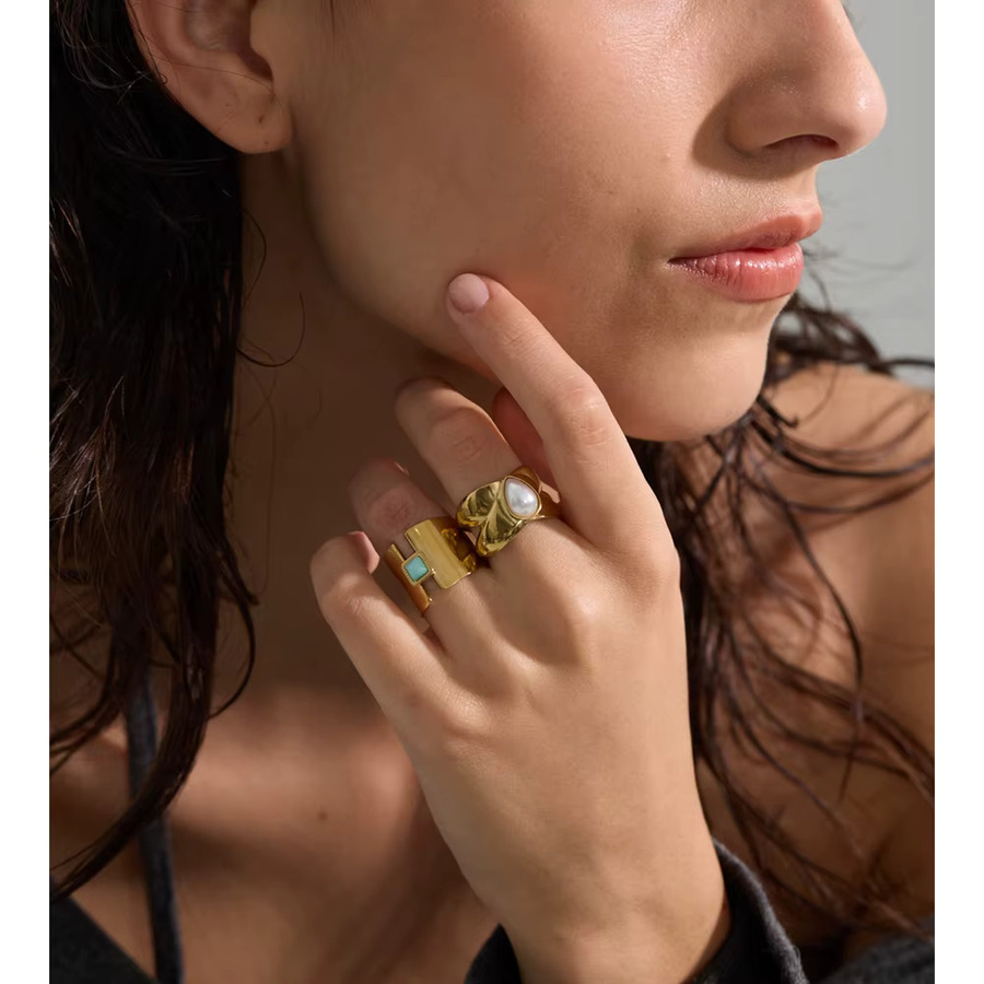Yhpup Ring, Edelstahl, Gold, Perle, Damen - Bild 3