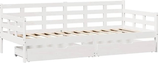 vidaXL Tagesbett aus massivem Kiefernholz mit Schubladen in Weiß, B/T/H: 80 x 200 cm - Bild 1