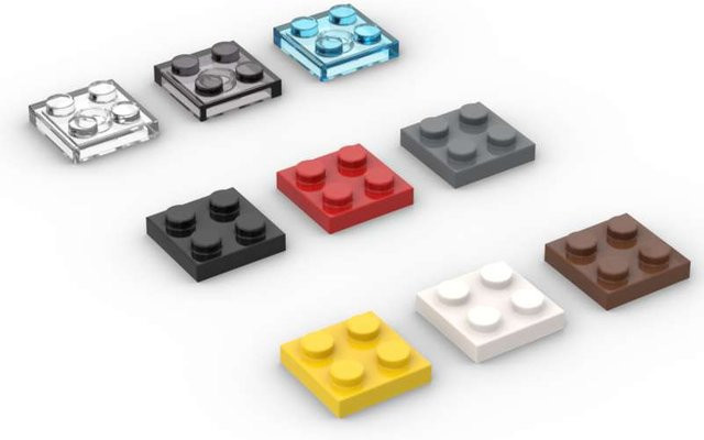 SixBricks MOC 3022 2x2 Platte Bausteine Kit, 10-teiliges Set, Bunt / Mehrfarbig - Bild 1
