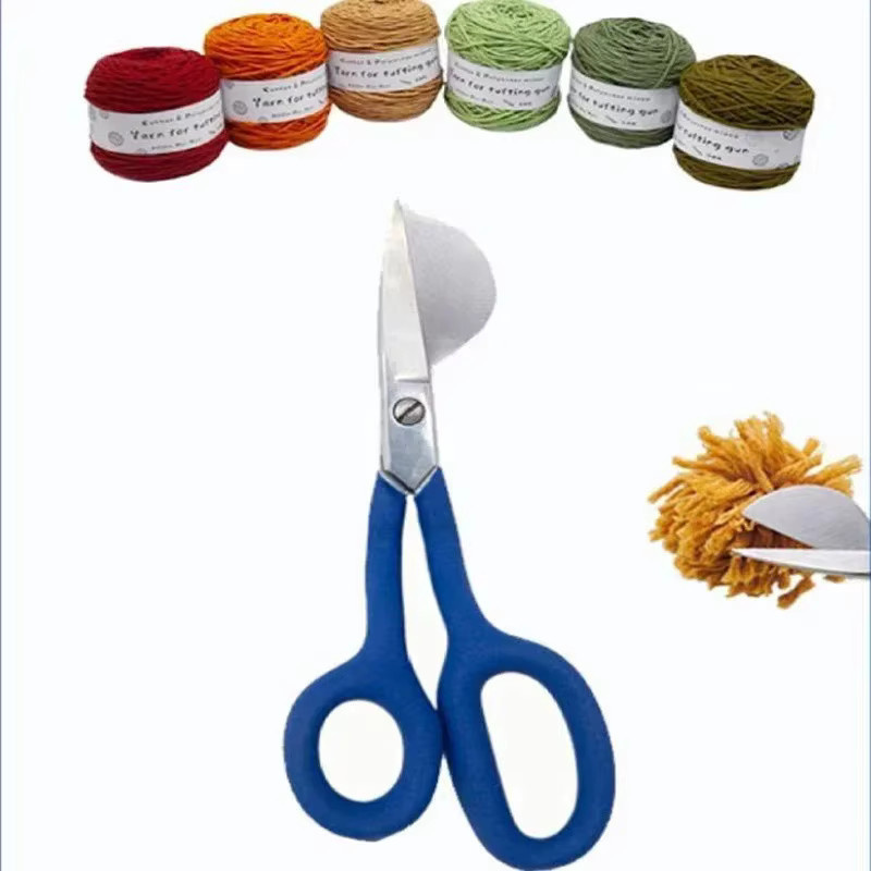 Entenschnabel-Schere für Stoffkunst und Tufting mit gebogenem Gummigriff in Blau - Bild 4