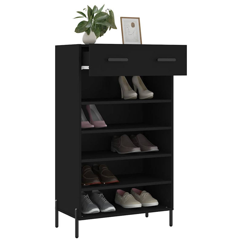 Vidaxl Schuhschrank in Schwarz im Industrial Design aus Holzwerkstoff und Metall, B/T/H: 60 x 35 x 105 cm - Bild 3