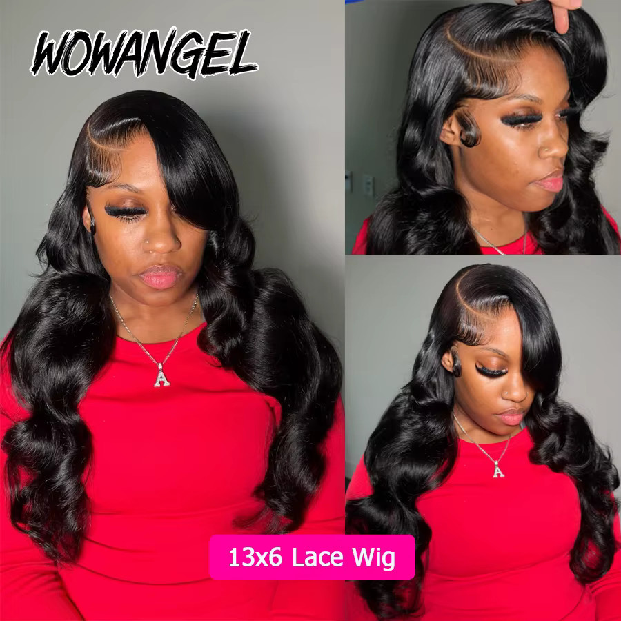 Wow Angel Body Wave Jet Black Echthaarperücke, 250 %, HD Lace Full Frontal, Damen - Bild 3