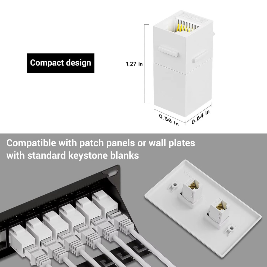 ZoeRax RJ45 CAT6 Keystone-Koppler Buchse auf Buchse UTP Ethernet LAN Inline-Koppler Weiß - Bild 4
