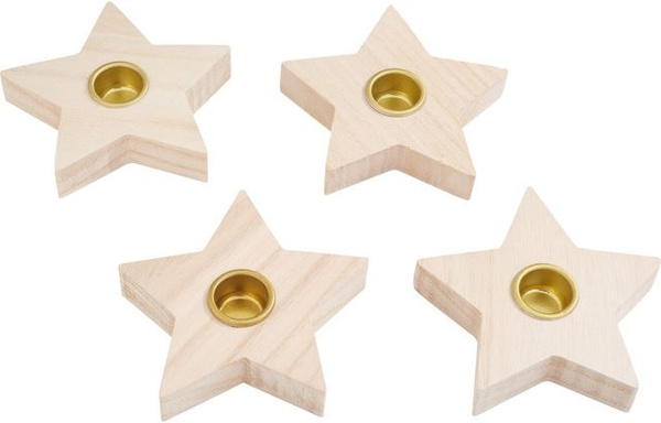 VBS Stabkerzenhalter Stern in Beige, 4 Stück für deine Adventsdekoration