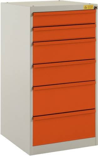 Manuflex LS1042.2001 ESD Schubfachschrank BASETEC Stationär mit 6 Schubfächern in Rotorange RAL 2001 - Bild 1