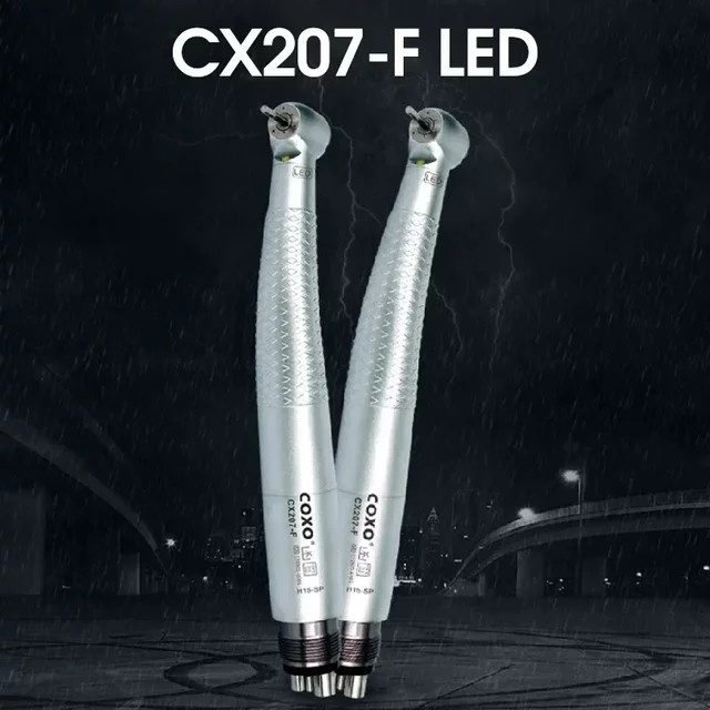 COXO CX207-F Dental-Handstück Hochgeschwindigkeits-LED-Turbine mit 3-Loch-Spray in Silber - Bild 1