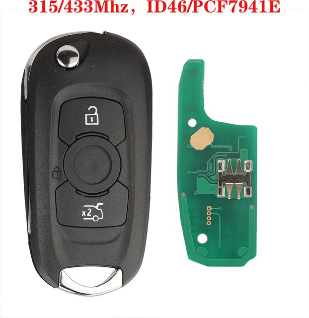Jingyuqin Autoschlüssel-Fernbedienung für Opel Astra K und Vauxhall Astra K ab 2015 sowie Buick Excelle GT, Schwarz, 315/433MHz, ID46/PCF7941E - Bild 1