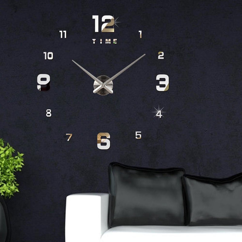 Igeteck 3D Wanduhr ohne Rahmen in Gold, Silber oder Schwarz, geräuschlose analoge Quarz-Uhr aus Metall und Kunststoff mit geometrischem Design - Bild 4