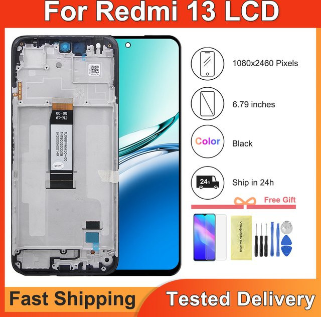 Xiaomi Redmi 13 LCD Display mit Touchscreen Digitizer und Rahmen in Schwarz, 6,79 Zoll - Bild 1