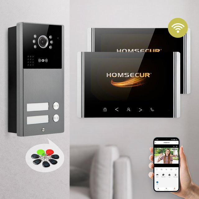 HOMSECUR 7 Zoll WIFI Video-Türsprechanlage Gegensprechanlage zur Außenüberwachung für 2 Familien - Bild 1