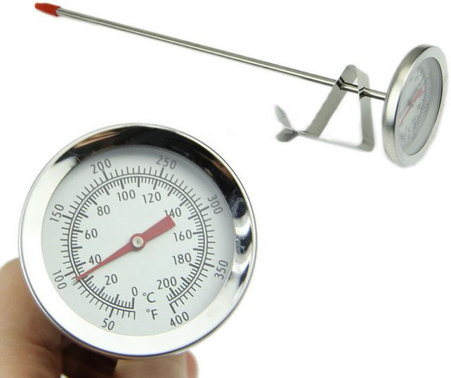 Aideepen Edelstahl Grillthermometer für Ofen und BBQ zur Temperaturkontrolle, Silber/Weiß, 0-200 Grad - Bild 1