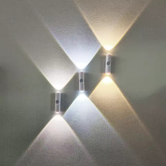 Szaoju Doppelkopf LED Nachtlicht mit Bewegungssensor und RGB Stimmungslicht, wiederaufladbare magnetische Wandlampe in Weiß und Multicolour für Treppenhaus, Schlafzimmer und Wohnzimmer - Bild 1