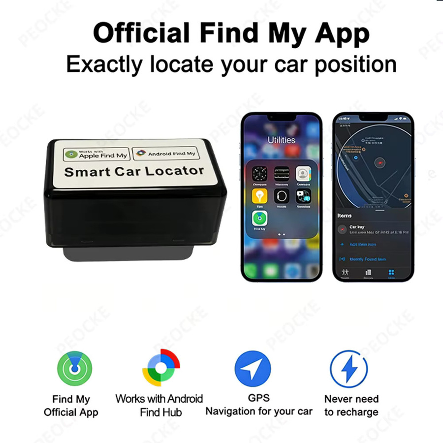 Peocke OBD Smart Car Locator Tag Schwarz – GPS Fahrzeug-Tracker kompatibel mit Apple Find My und Google Find Hub - Bild 2