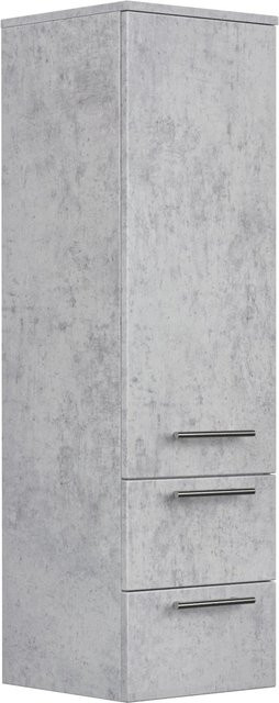Posseik Bad-Hochschrank in Beton-Optik Grau mit Soft-Close-Türen und Regalböden, B/T/H: 35,2 x 1,0 x 120,0 cm - Bild 1