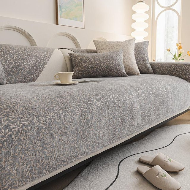Chenille Jacquard Sofakissen von Household supplies MH in Grau, quadratisch, B/T/H: 70 x 70 x 70 cm - Bild 1