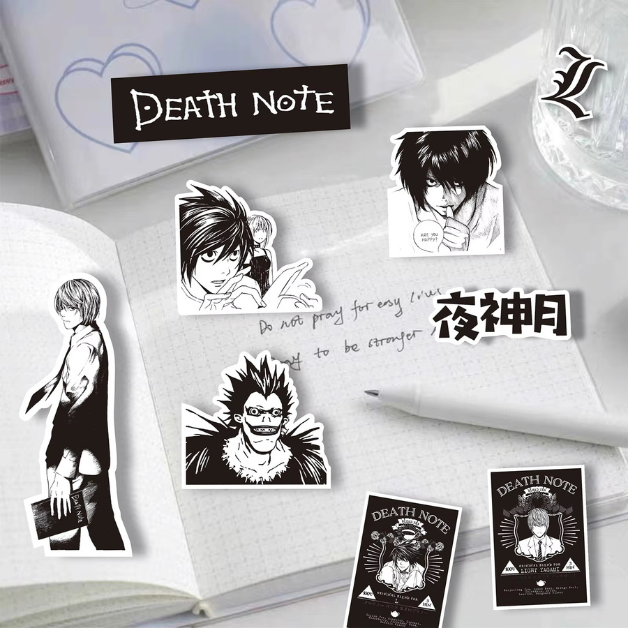 65 Stück Anime Death Note Graffiti Aufkleber in Schwarz und Weiß für Laptop, Skateboard und Scrapbooking - Bild 4