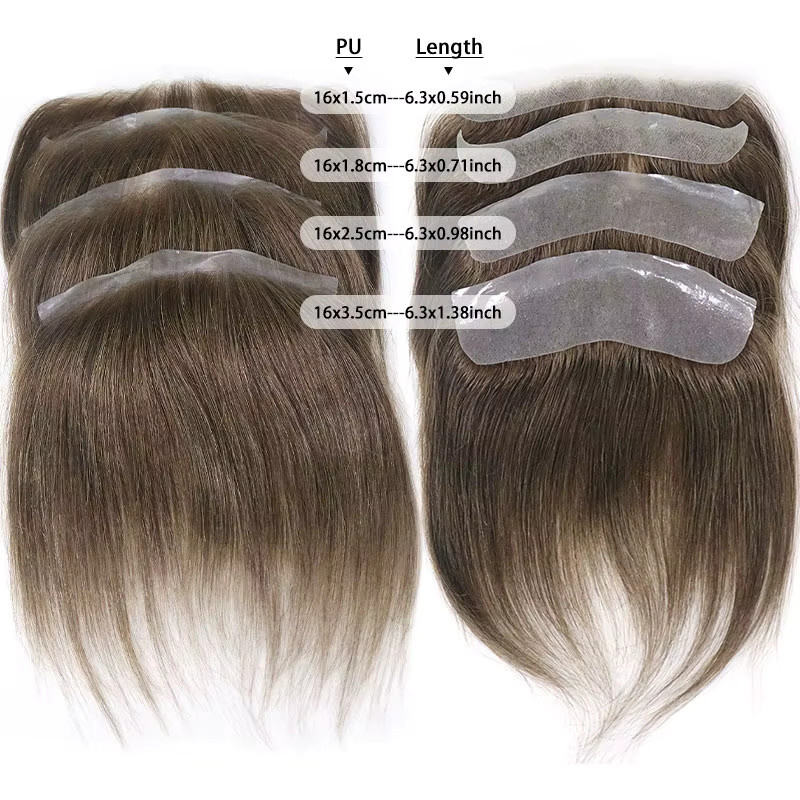 Bfirehair Toupet Echthaar, braun, V-Schleife, Herren - Bild 4