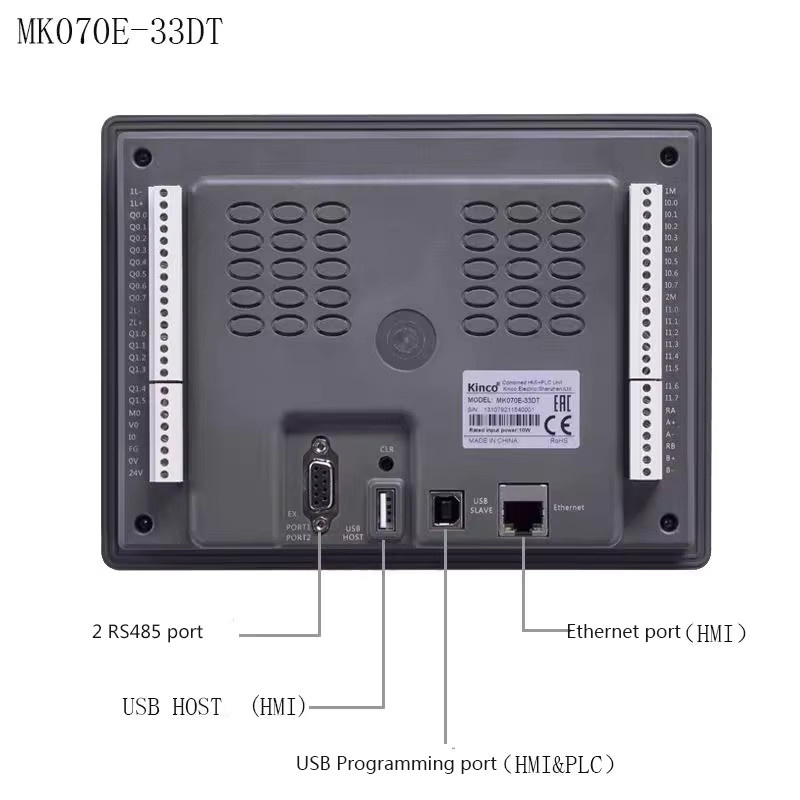Kinco Multifunktions-SPS All-in-One-Gerät MK070E-33DT und MK043E-20DT mit 7 Zoll und 4,3 Zoll HMI, PLC, Netzwerkschnittstelle RS485 und USB-Anschluss, Grau - Bild 2