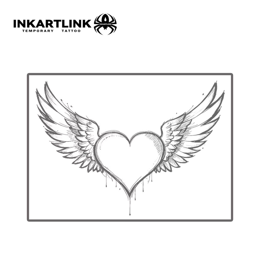 INKARTLINK Temporäre Tattoo Aufkleber, Flügel Liebe, Wasserdicht - Bild 4