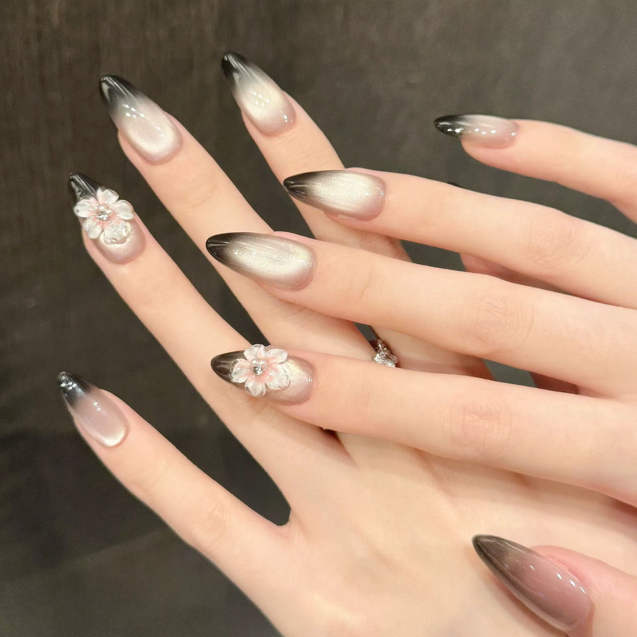 YADORNOS Press On Nails, Schwarz, Glänzend, 10 Stück - Bild 2