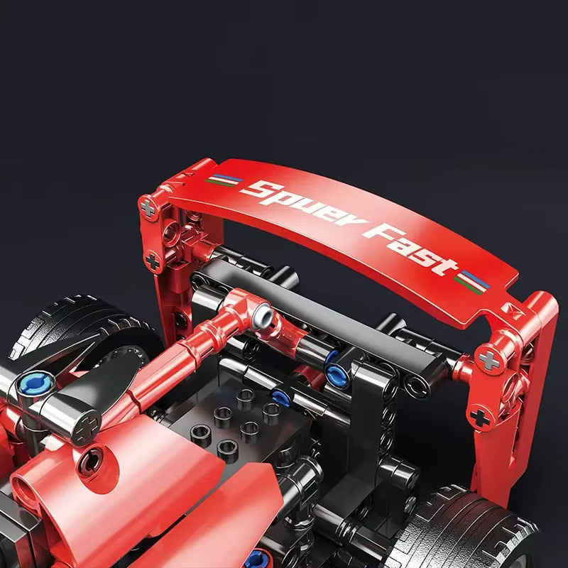 FUNXINEE F1 Racing Auto Bausteine Set, Rotes MOC Modell Kit DIY Montage Ziegel, Kreatives Pädagogisches Spielzeug für Kinder - Bild 5