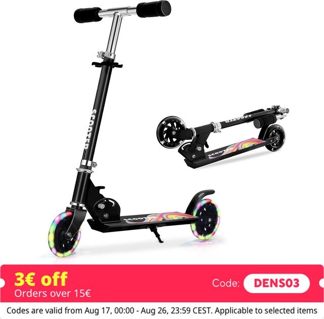 TENBOOM Faltbarer Kinder-Kick-Scooter, mit LED-Leuchträder, ab 3 Jahre - Bild 1