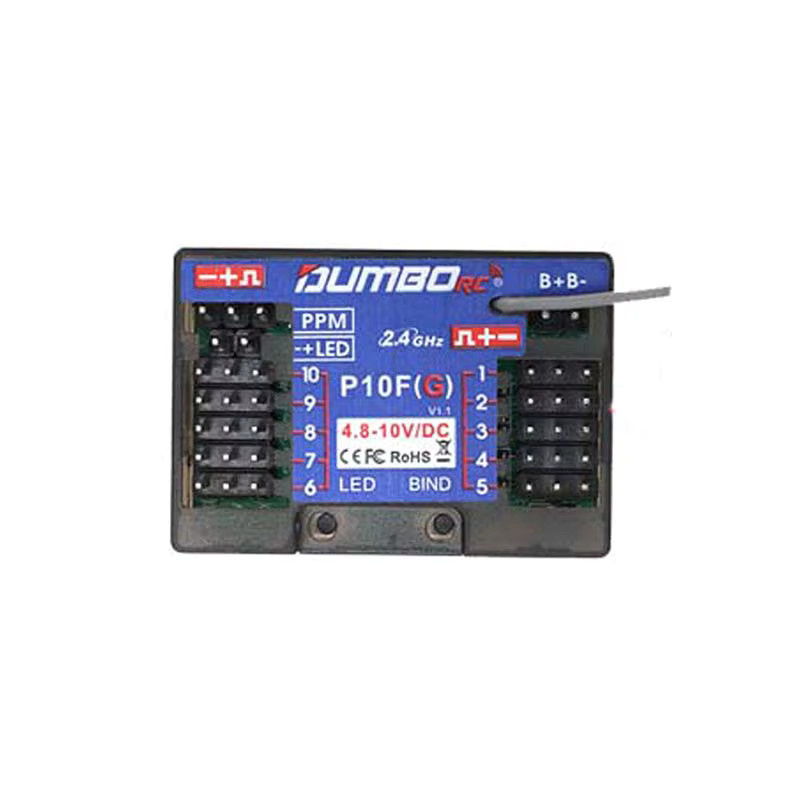 DUMBORC P10F P10FG 2,4 GHz 10CH Empfänger mit Spannung Rückkehr und Gyro in Schwarz für DDF-350 X6PM-350 RC Sender Fernbedienung und Auto - Bild 2