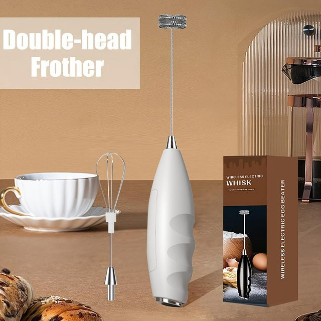 YC Direct Elektrischer Handmixer und Milchaufschäumer Set mit Turbo-Funktion aus Edelstahl und Kunststoff, Weiß, 2er Pack - Bild 1
