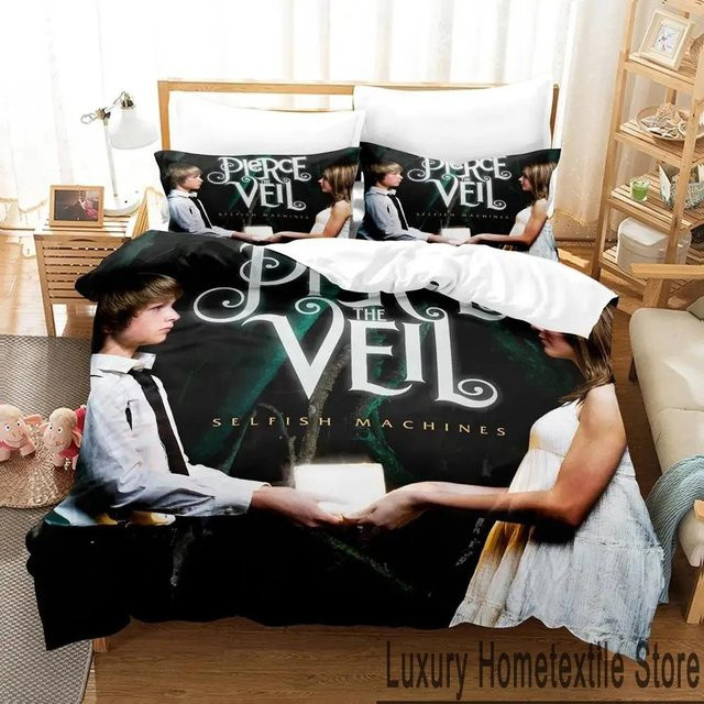 Bettwäsche-Set Pierce The Veil Albumcover mit Bettbezug und Kissenbezug, Schwarz, B/H: 135 x 200 cm - Bild 1