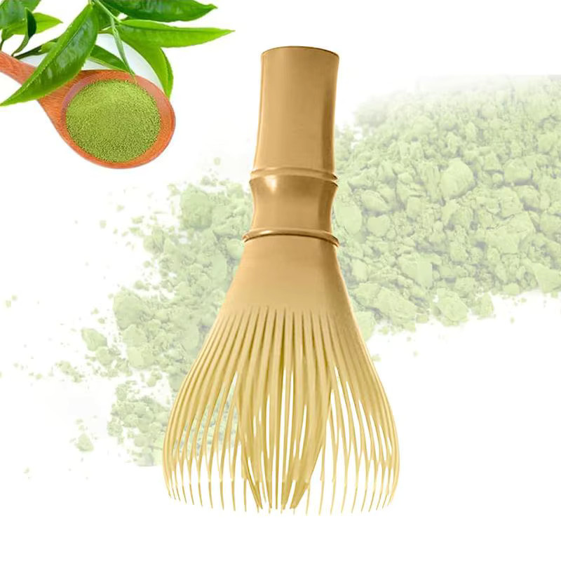 Gelber Matcha-Schneebesen als Multifunktionswerkzeug zum Rühren von grünem Tee - Bild 2